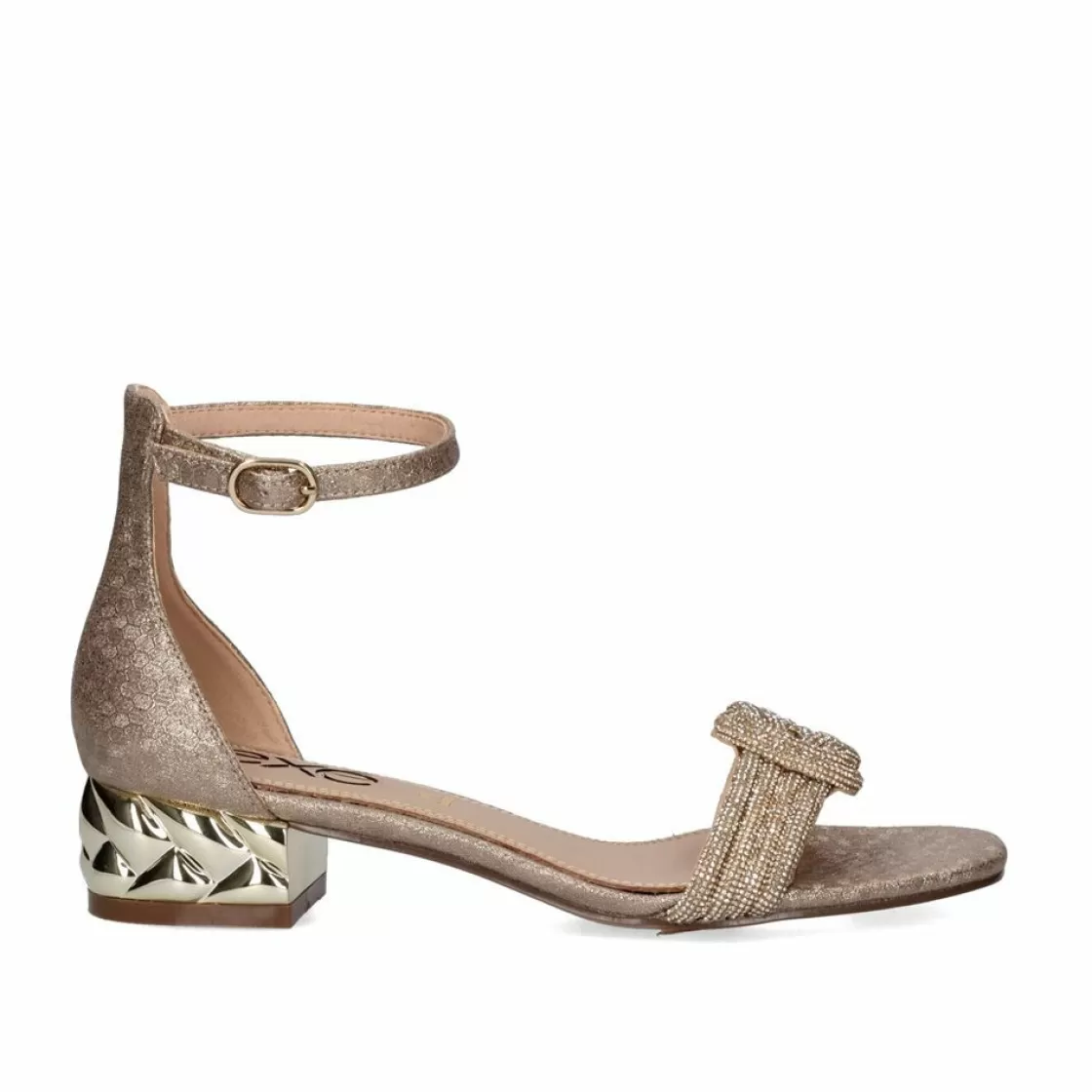 Exe Shoes Sandalias-Exe Katy-689 Sandalia De Salto Baixo Dourado