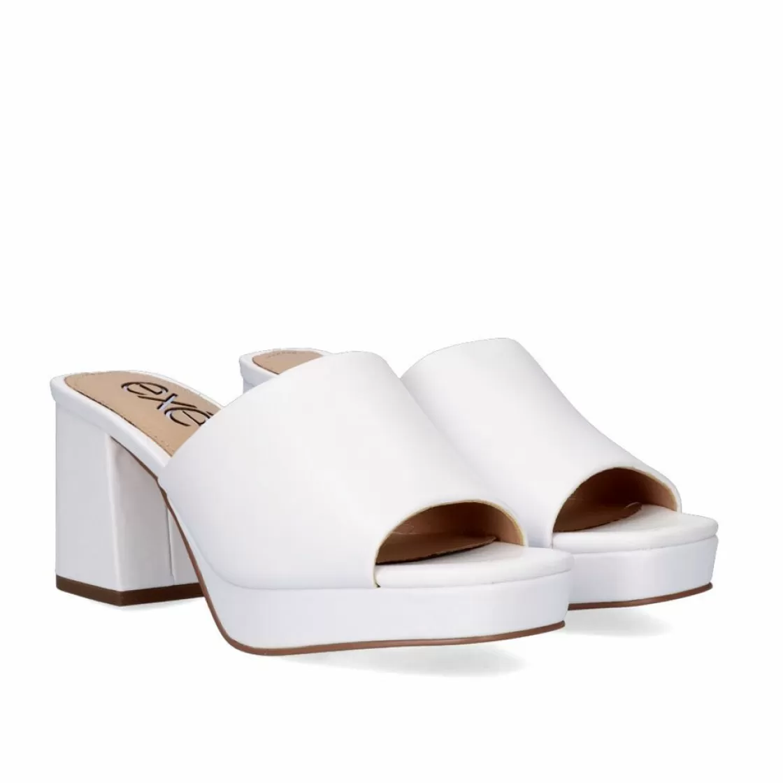 Exe Shoes Sandalias De Salto-Lina-502 Sandalias Brancas Tipo Clog Com Salto Alto