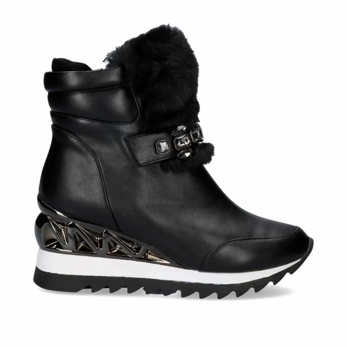 Exe Shoes Botins-Meias Boot Tenis Com Cabelo Em Preto Y2327-J88