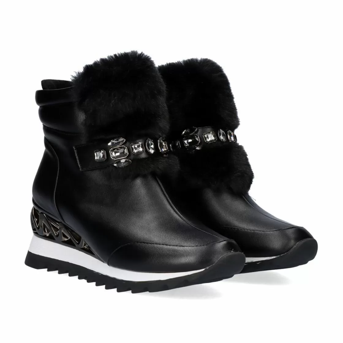 Exe Shoes Botins-Meias Boot Tenis Com Cabelo Em Preto Y2327-J88