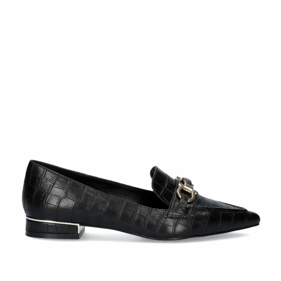 Exe Shoes Calcados Baixos-Mocassim Com Corrente Em Dourado Verona-171 Em Preto Croco