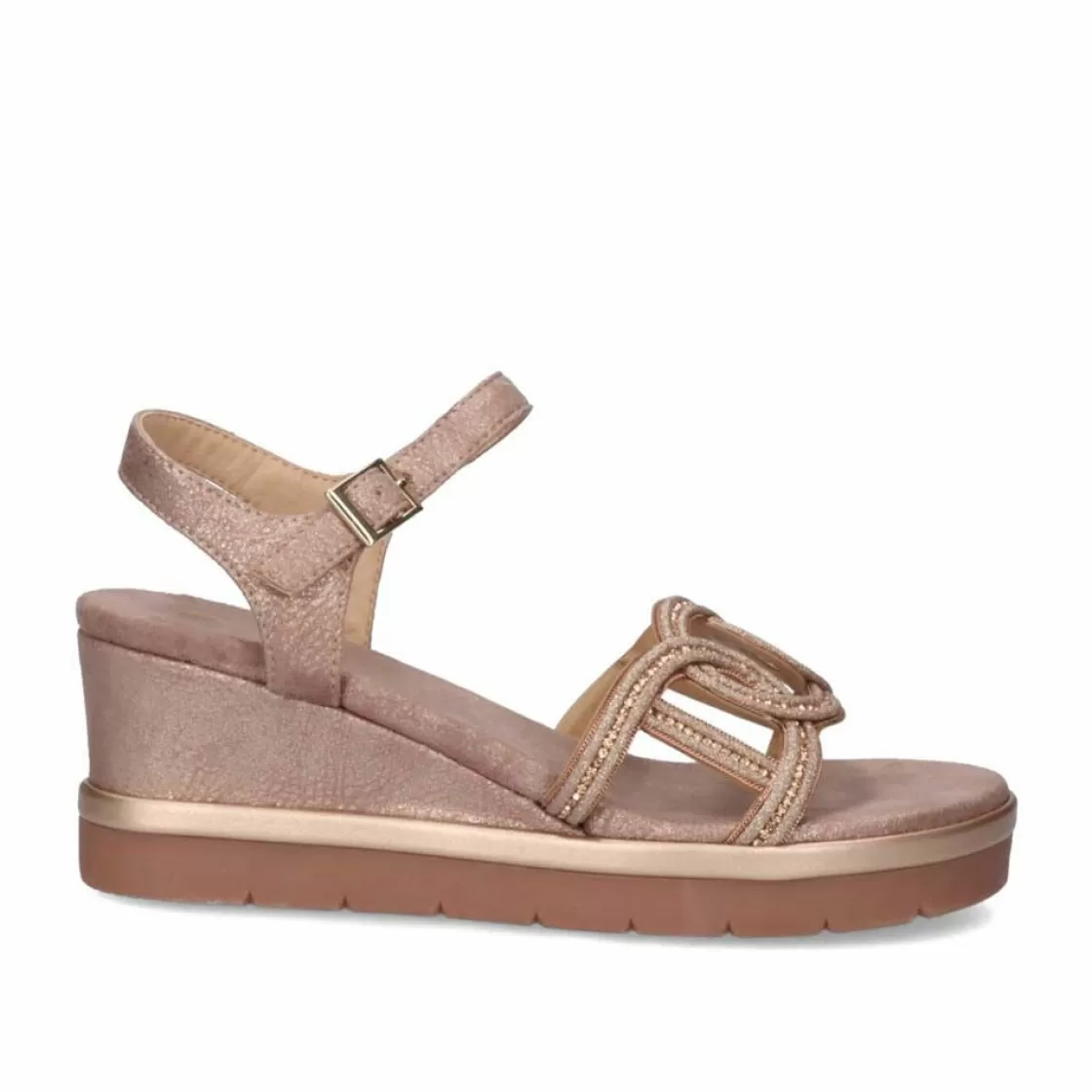 Exe Shoes Cunhas-Sandalia Com Cunha Ipanema-952 Rosa Dourado