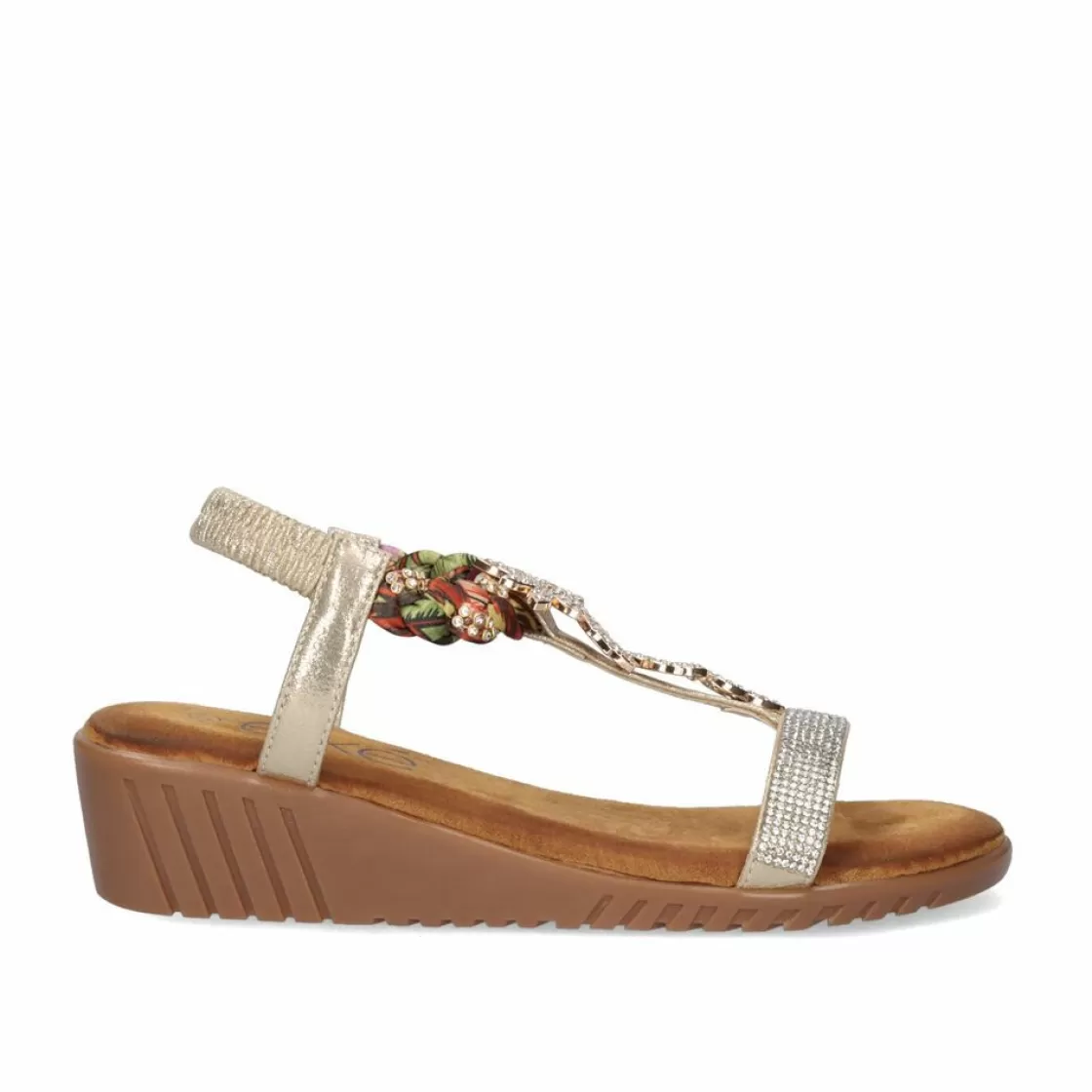 Exe Shoes Cunhas-Sandalia Cunha Exe Confort 721-Ex27 Dourado