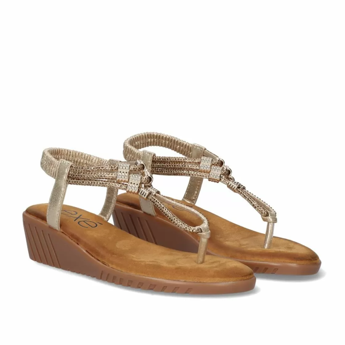 Exe Shoes Cunhas-Sandalia Cunha Exe Confort 721-Jd24 Dourado