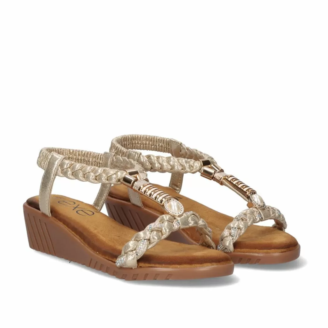 Exe Shoes Cunhas-Sandalia Cunha Exe Confort 721-Jd26 Dourado