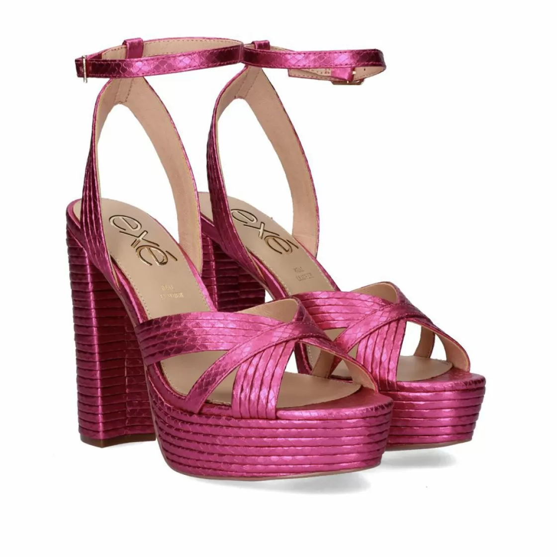 Exe Shoes Sandalias De Salto-Sandalia De Salto 23V Ophelia-832 Snake Fuxia