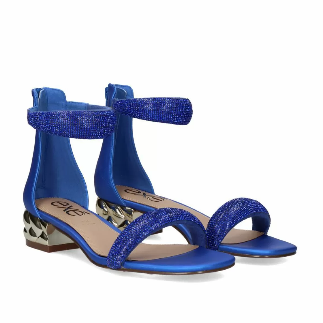 Exe Shoes Sandalias De Salto-Sandalia De Salto Baixo Katy-507 Strass Azul