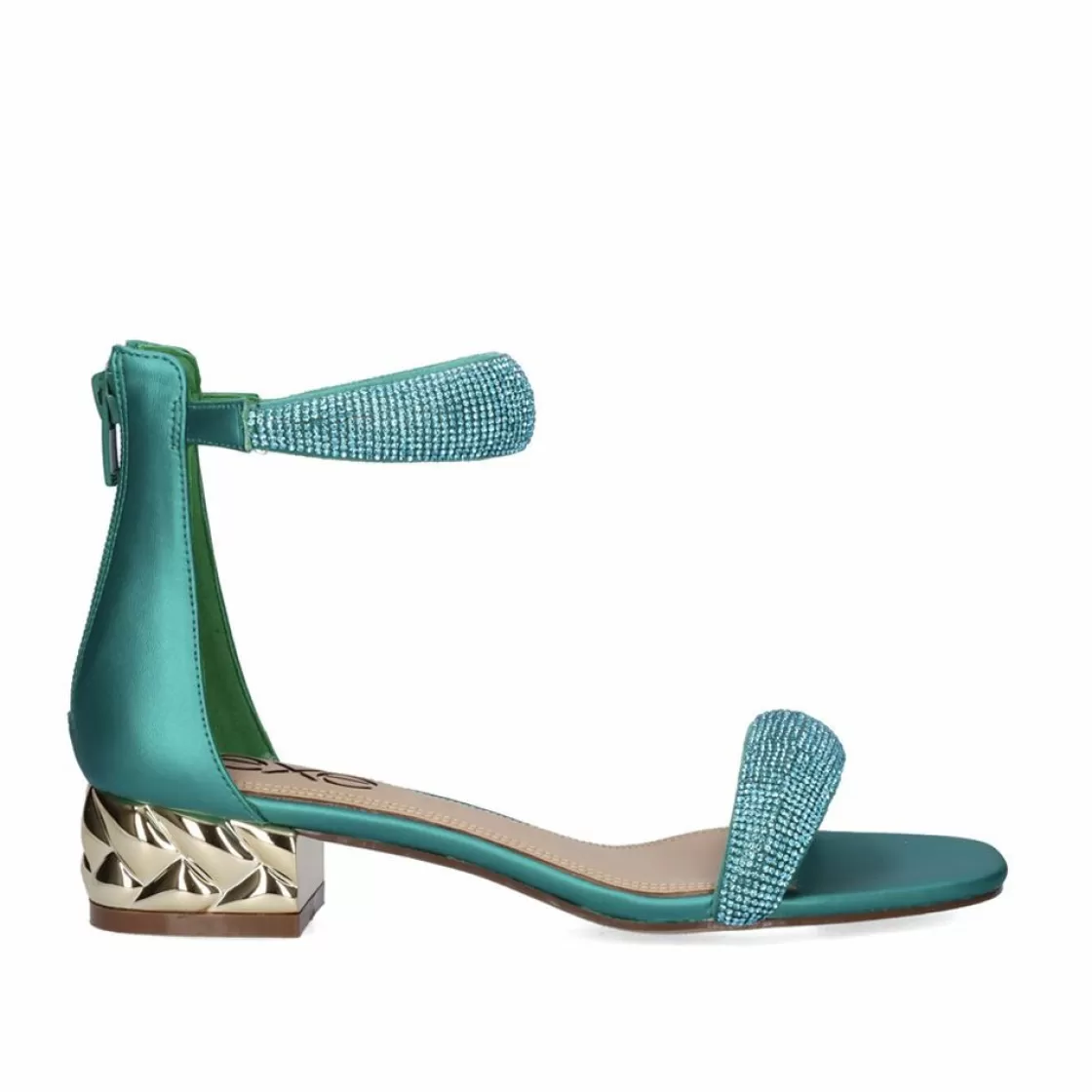 Exe Shoes Sandalias De Salto-Sandalia De Salto Baixo Katy-507 Strass Verde