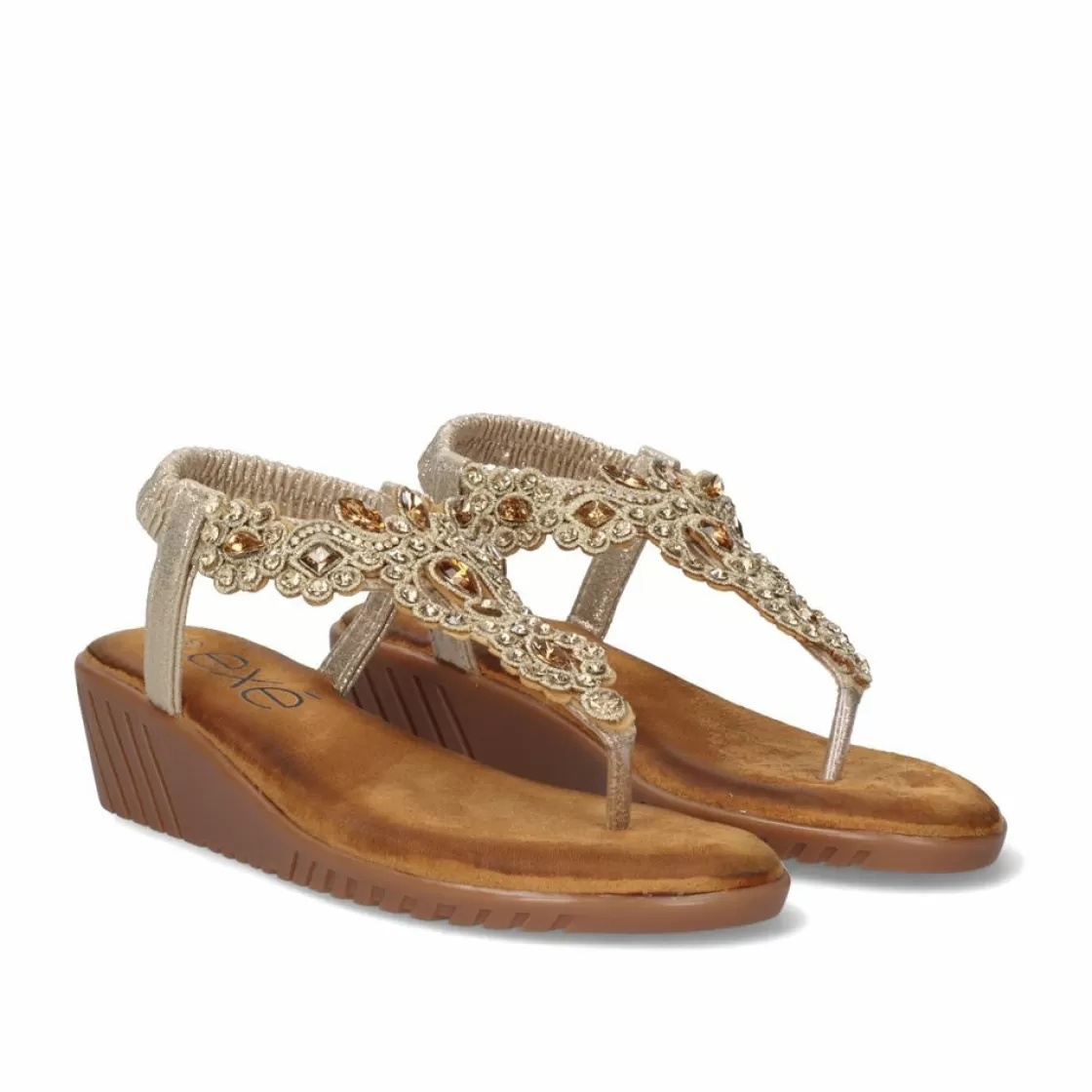 Exe Shoes Sandalias Planas-Sandalia Exe Confort 721-Ex21 Dourado