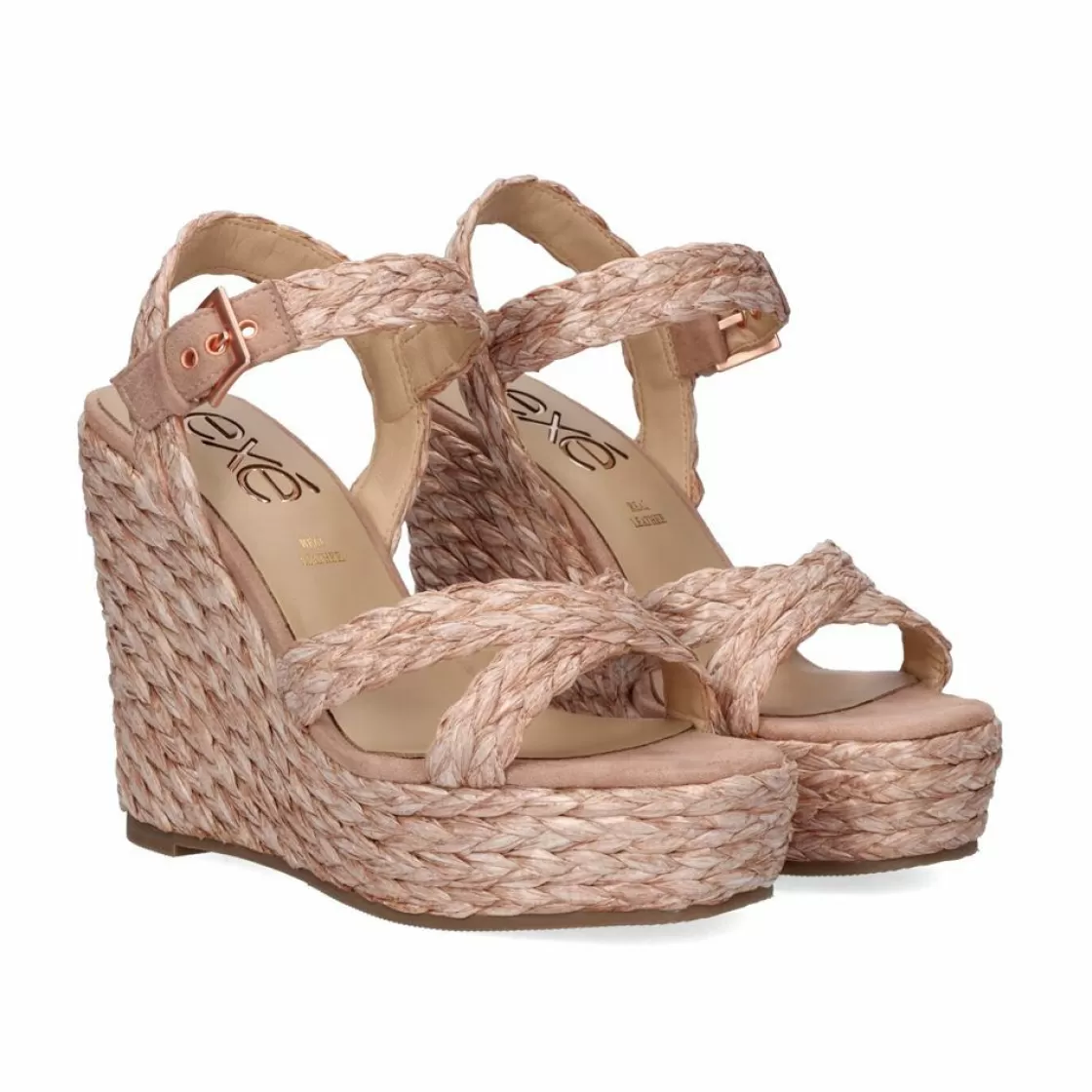 Exe Shoes Cunhas-Sandalia Rosa Esparto Cunha Naomi-455