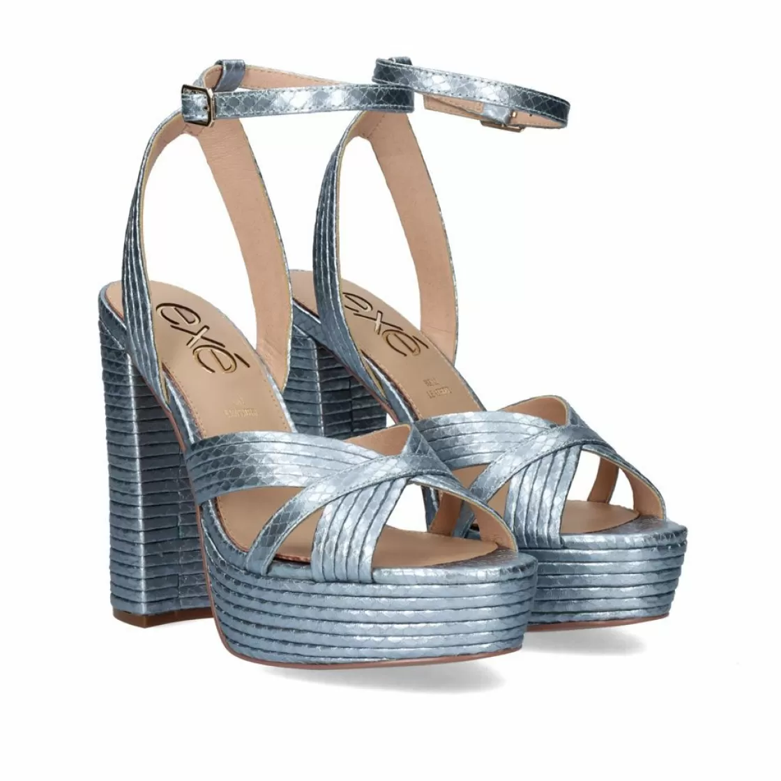 Exe Shoes Sandalias De Salto-Sandalia Salto De Verao 2023 Ophelia-832 Snake Aqua