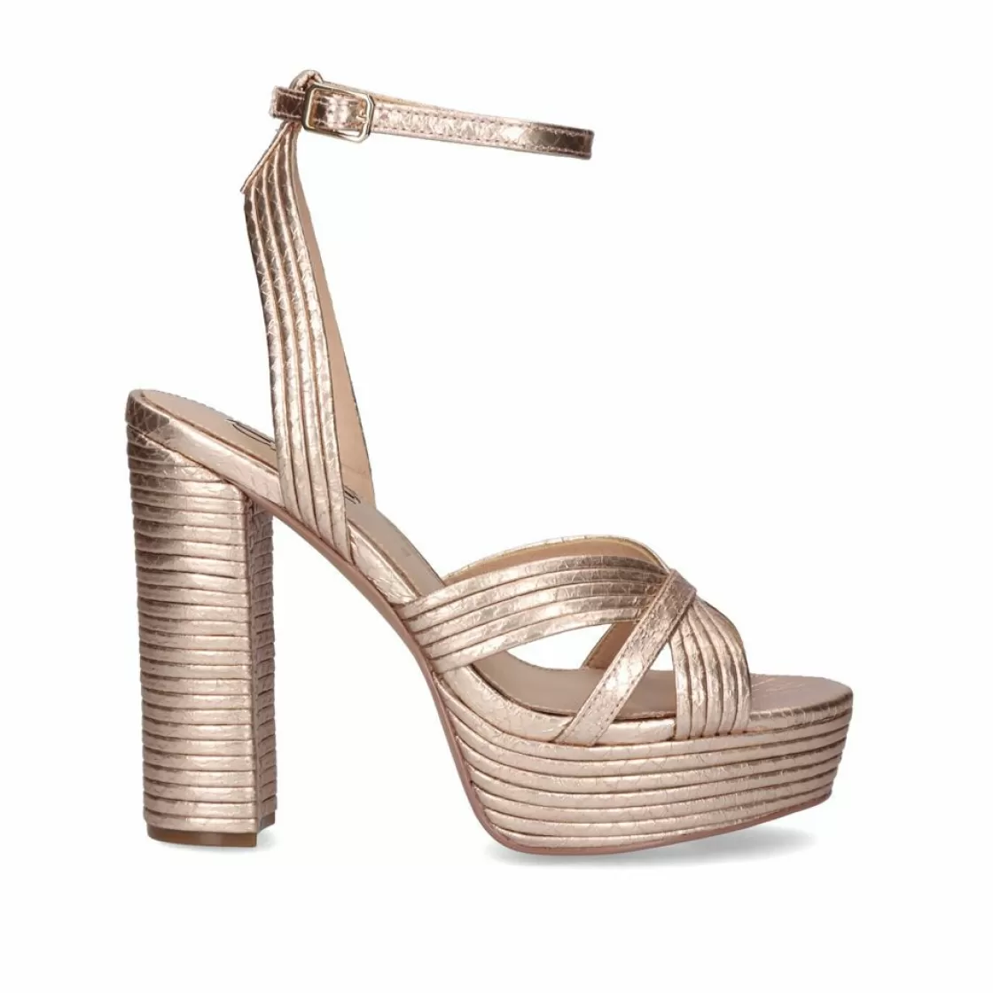 Exe Shoes Sandalias De Salto-Sandalia Salto Ophelia-832 Snake Ouro Rosa