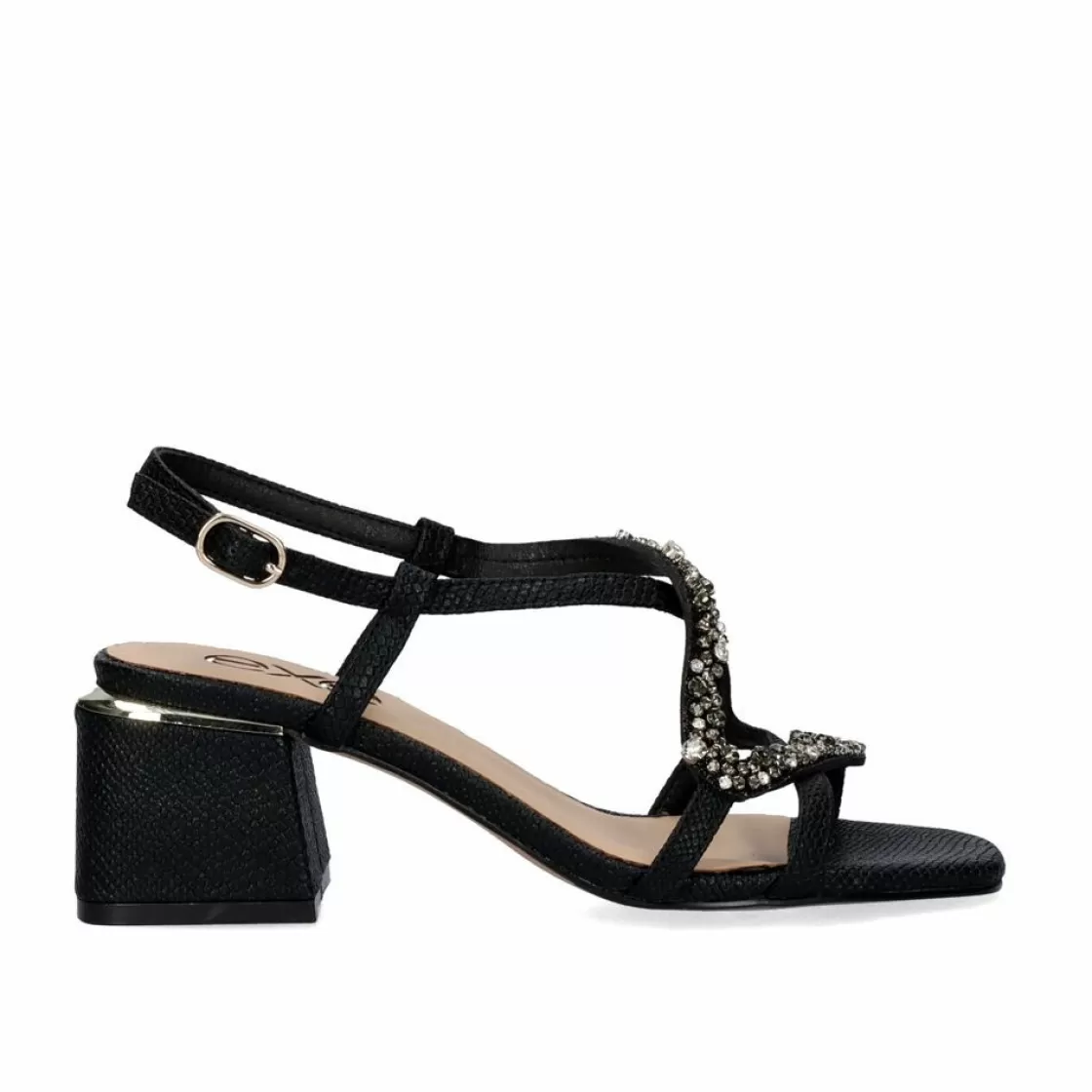 Exe Shoes Sandalias De Salto-Sandalias De Salto Baixo Carmen-115 Snake Black