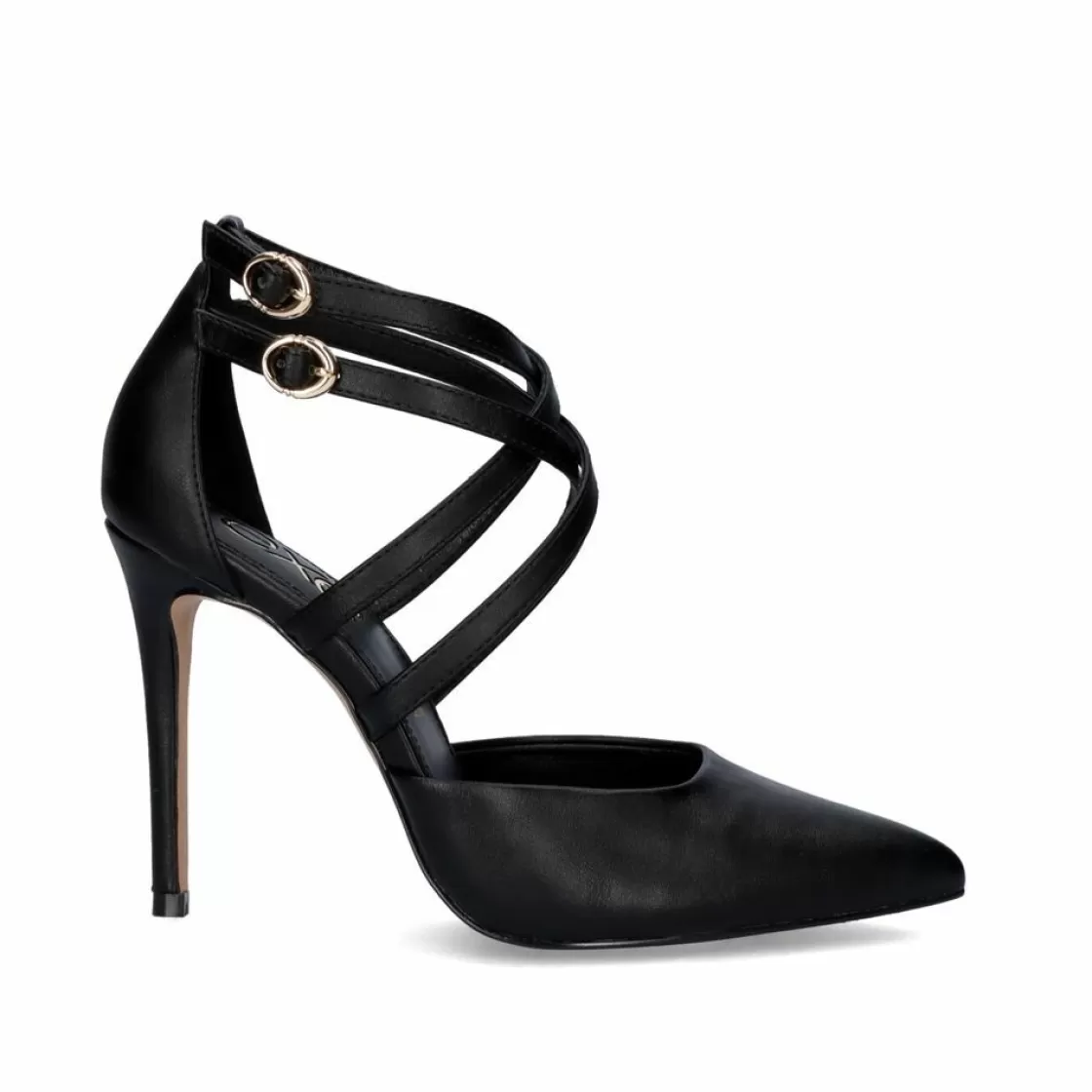 Exe Shoes Calcados De Salao-Sapato Calcanhar Jessica-676 Preto Com Tiras