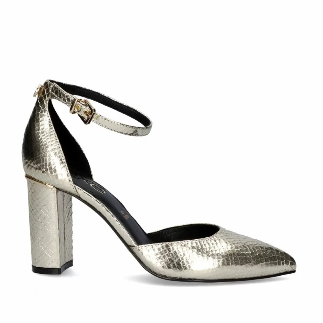 Exe Shoes Calcados De Salao-Sapato De Salto Alto Quadrado Leslie-100 Em Dourado Snake