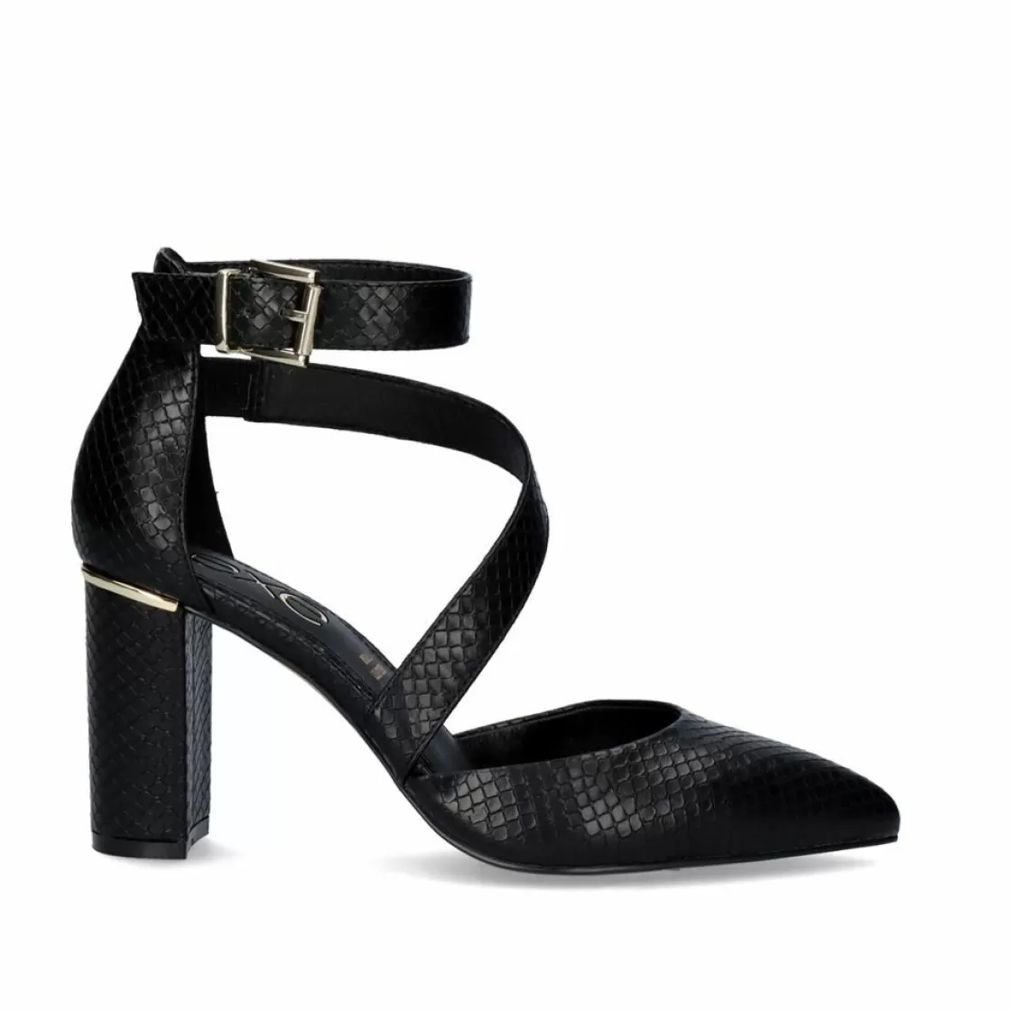 Exe Shoes Calcados De Salao-Sapato De Salto Alto Quadrado Leslie-710 Em Preto Snake