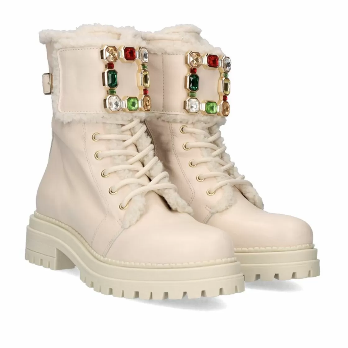 Exe Shoes Botinhas-Saqueador Estilo Militar 123R Em Branco-Ice